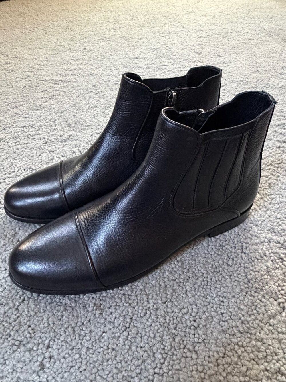 Marashli Black Leather Cap Toe Chelsea Boots EU 42 - US 9 Handcrafted Mint Cond.
